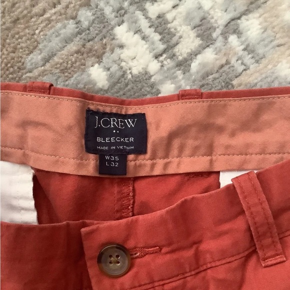 J Crew Mens Bleecker Chino Khaki Rust Pants Size 35x32 Straight Legs Flat Front - Picture 3 of 6
